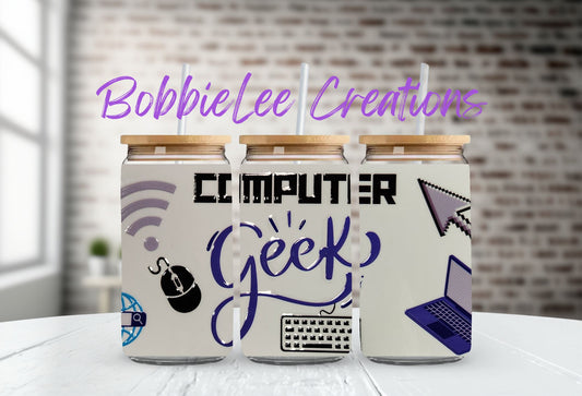 16oz Glass or Plastic Cup-Computer Geek
