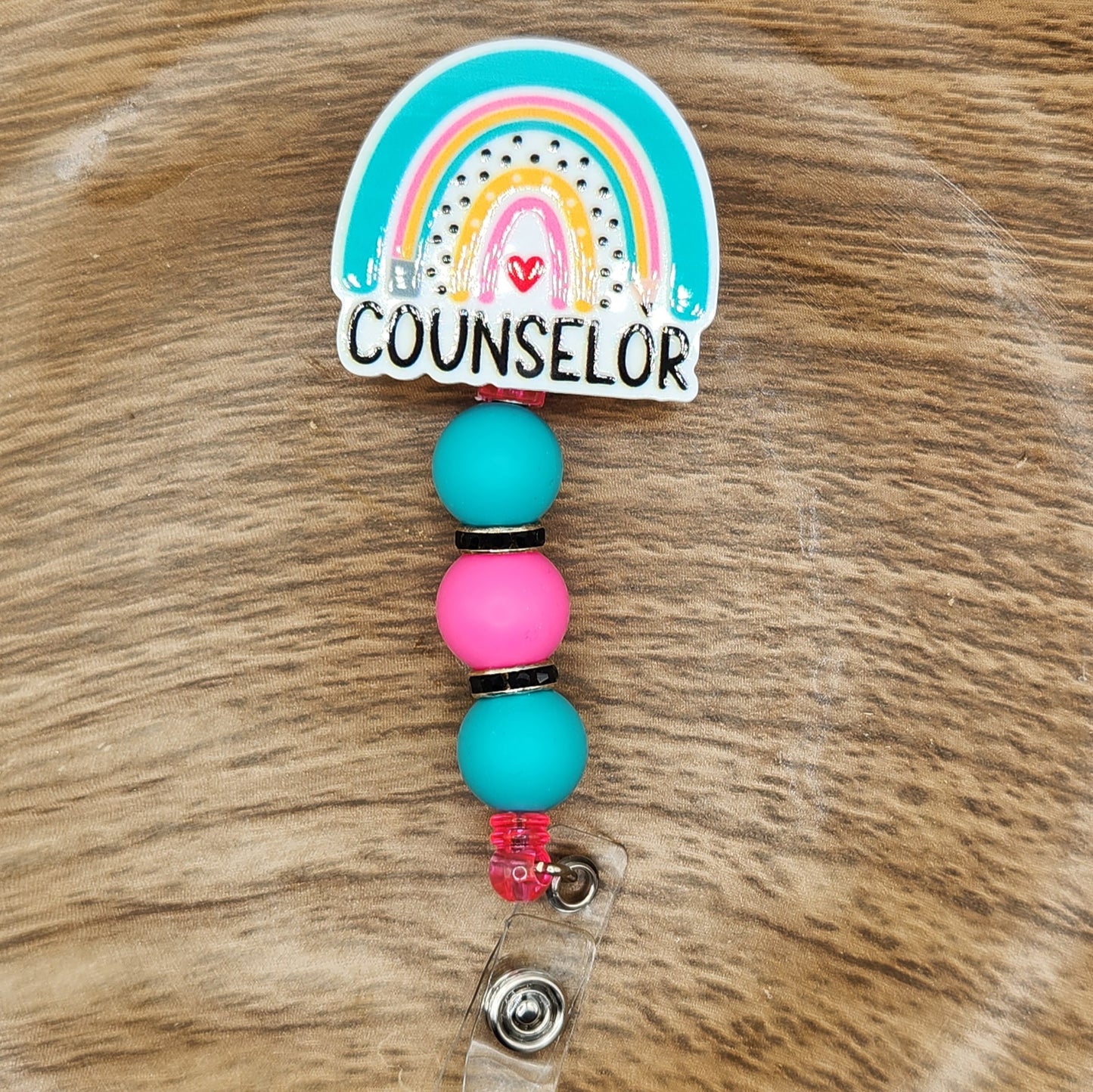 Badge Reel-Counselor Rainbow