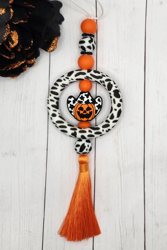 Car Charm-Cowprint Pumpkin