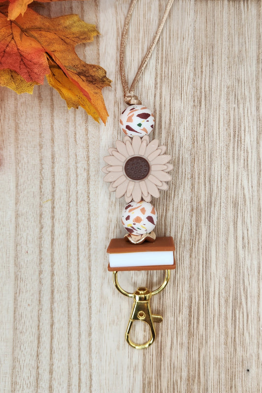 Lanyard-Daisy & Book (Cream)