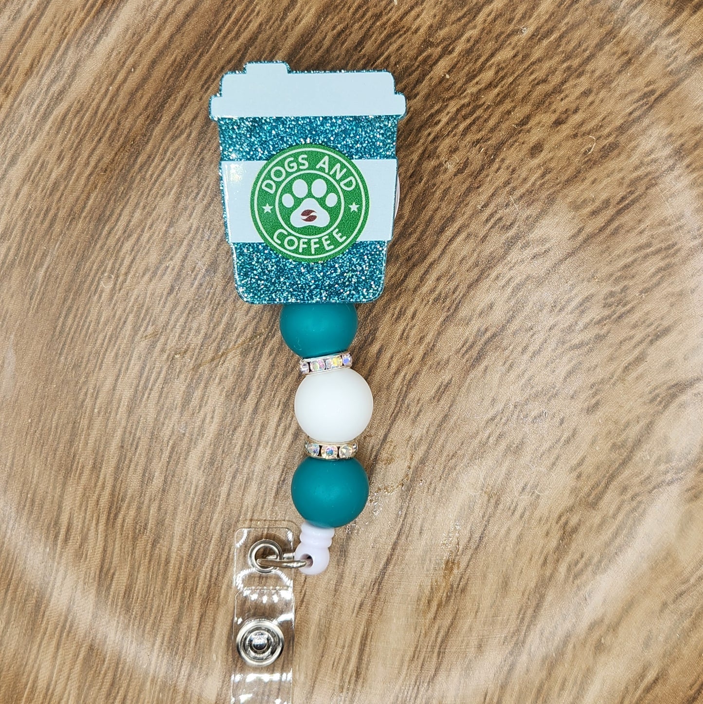 Badge Reel-Dogs and Coffee (Emerald)