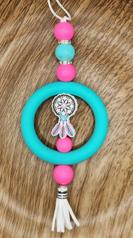 Car Charm-Dreamcatcher (Turquoise & Pink)
