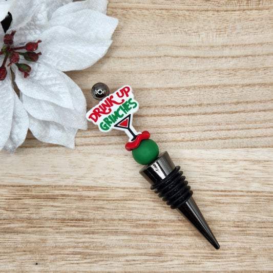 Wine Stopper-Drink Up Grinches (Gunmetal)