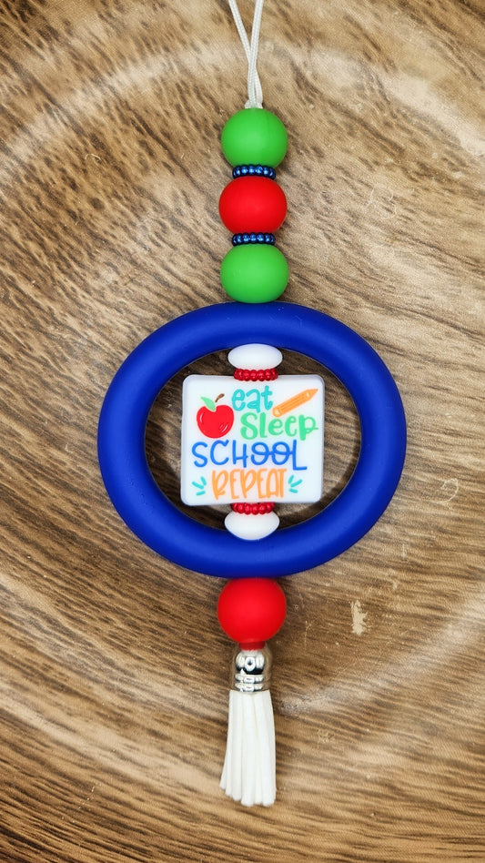 Car Charm-Eat Sleep School Repeat (Blue)