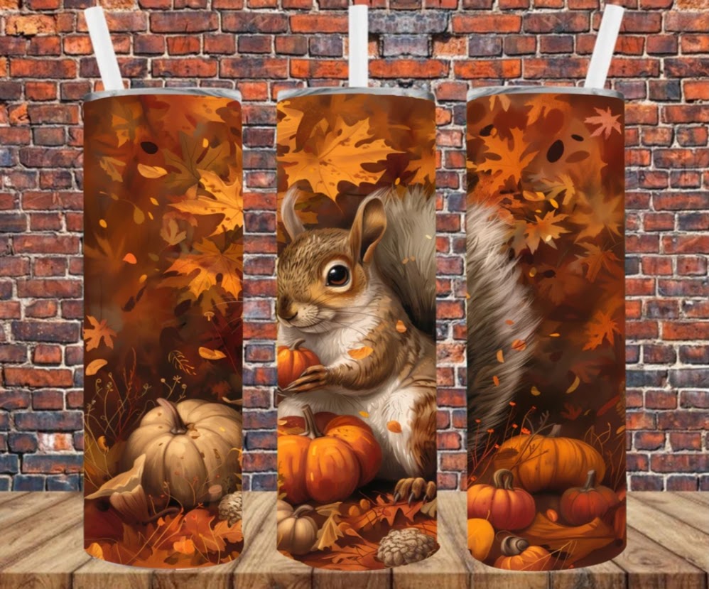 Stainless Steel Tumbler 20oz - Fall Squirrel SF