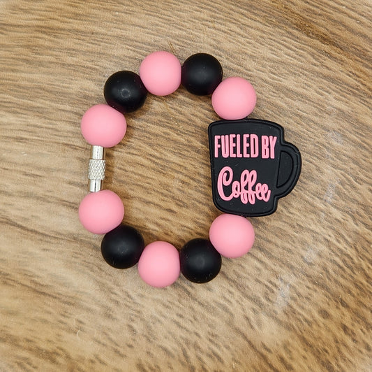 Cup Charm-Fueled By Coffee (Pink & Black)
