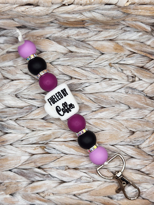 Lanyard-Fueled By Coffee (White & Purple)