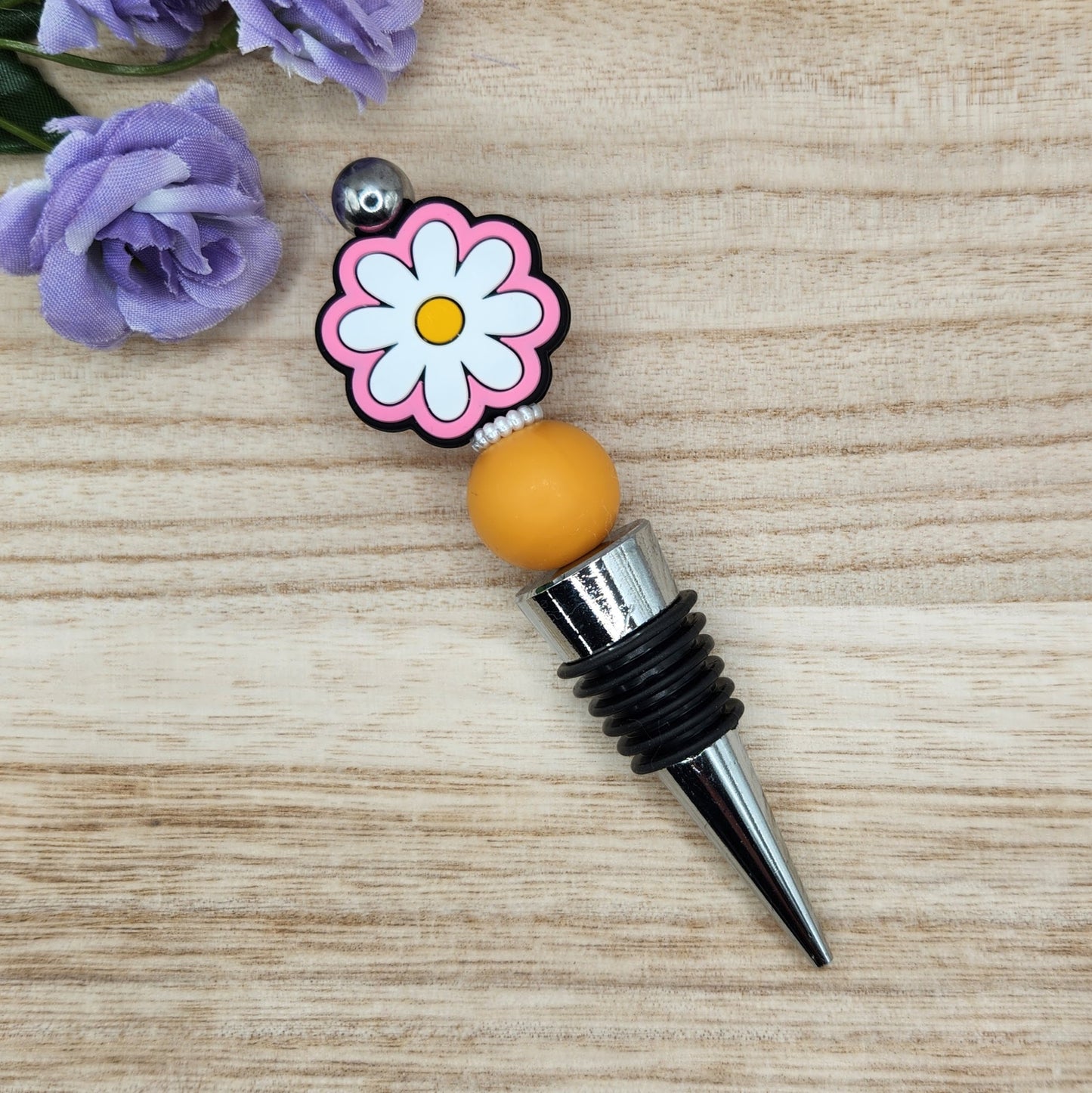 Wine Stopper-Funky Daisy (Silver)