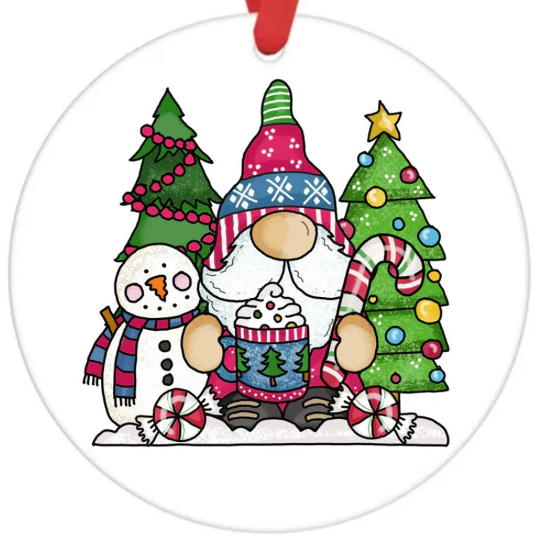 Acrylic Ornament-Hot Cocoa Gnome SF