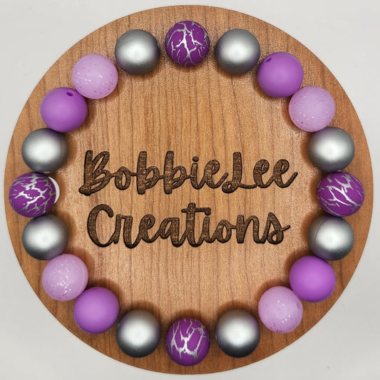 Wristlet Keychain *Customizable** #028 - GRAPE LIGHTNING (Purple Glitter)