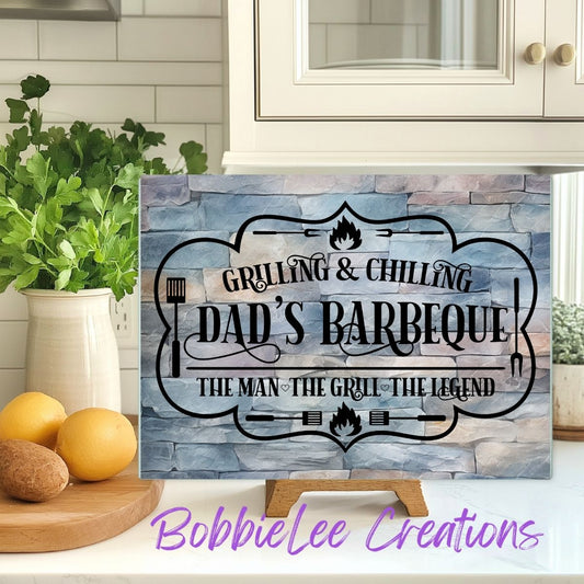Glass Cutting Board-*BLC CUSTOM DESIGN*-Grilling & Chilling Dad's Barbeque