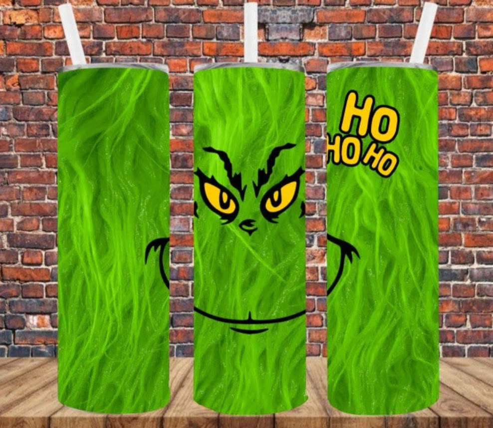 Stainless Steel Tumbler 20oz - Ho Ho Ho Mean Green Guy SF