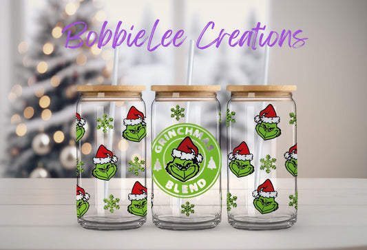 16oz Glass or Plastic Cup-Grinchmas Blend LC