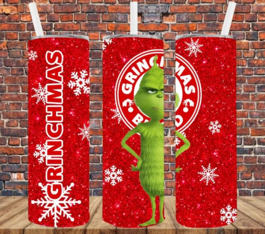 Stainless Steel Tumbler 20oz - Grinchmas Coffee SF (Red)