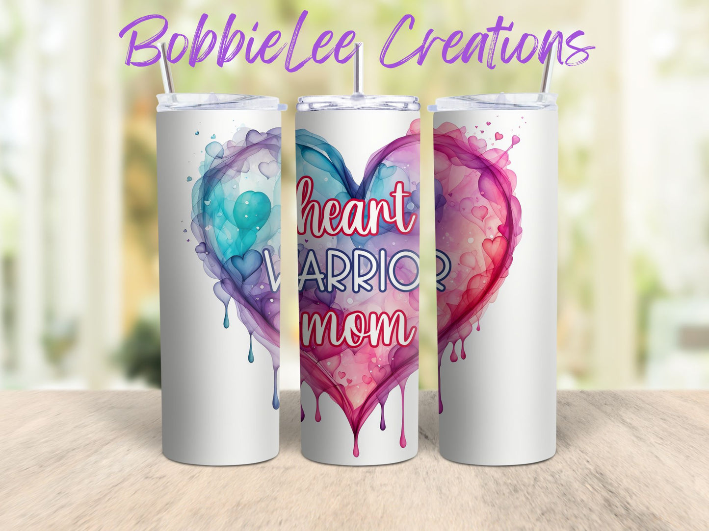 Stainless Steel Tumbler 20oz - Heart Warrior Mom Dripping Heart *BLC CUSTOM DESIGN*