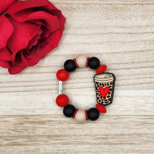 Cup Charm-Heart Coffee Cup (Leopard & Red)