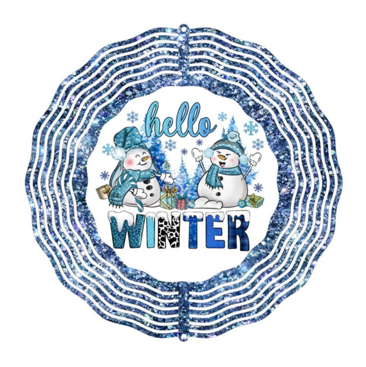 Wind Spinner 8" - Hello Winter Snowmen