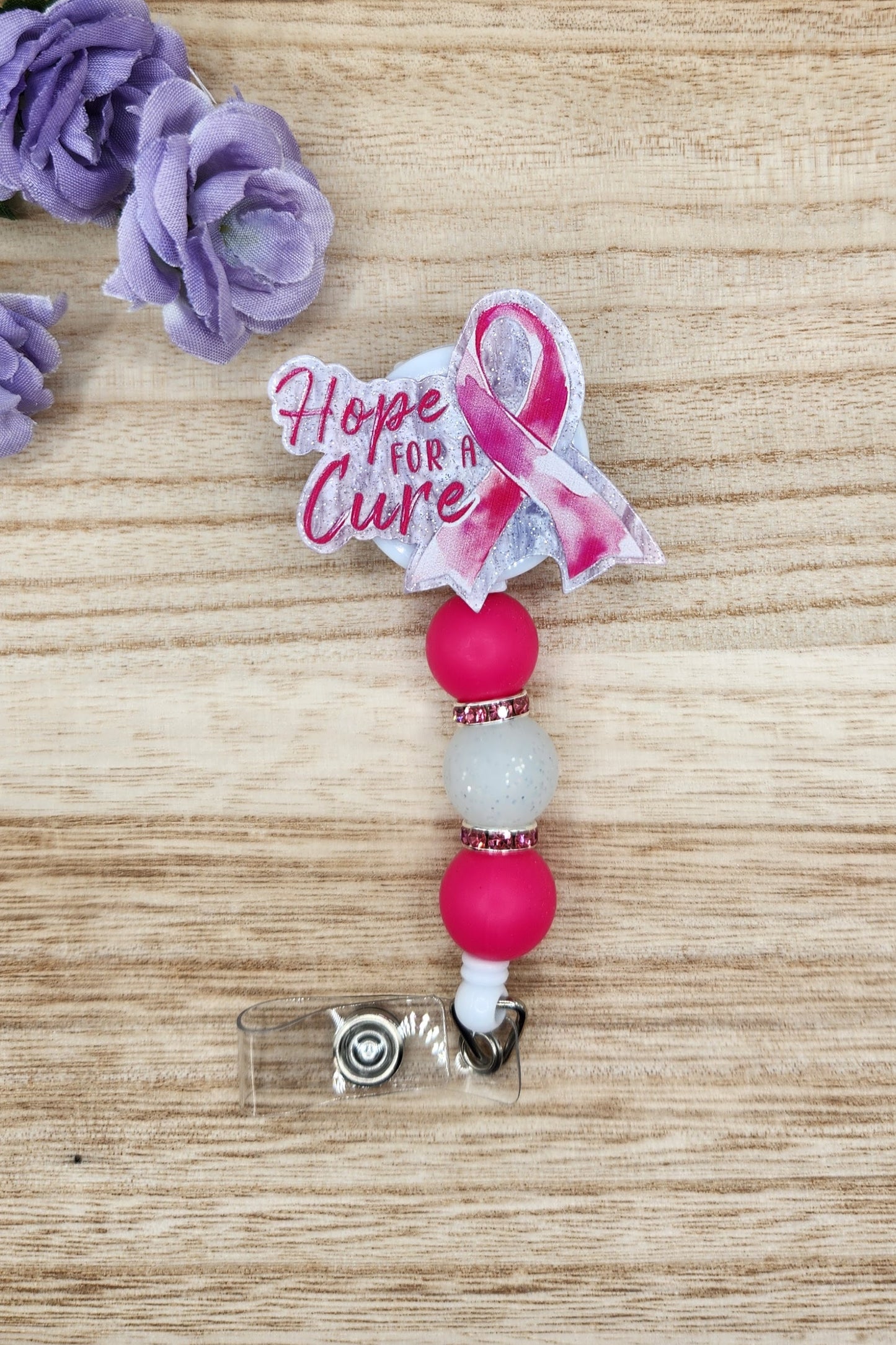 Badge Reel-Hope For a Cure Pink Ribbon