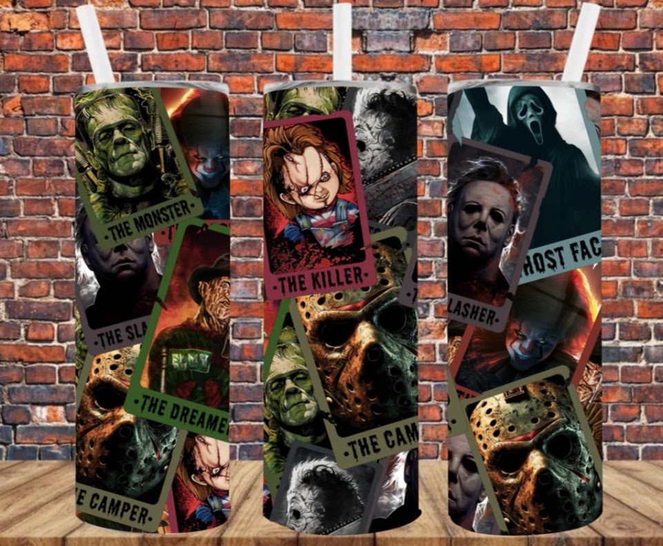 Stainless Steel Tumbler 20oz - Halloween Horror Cards SF