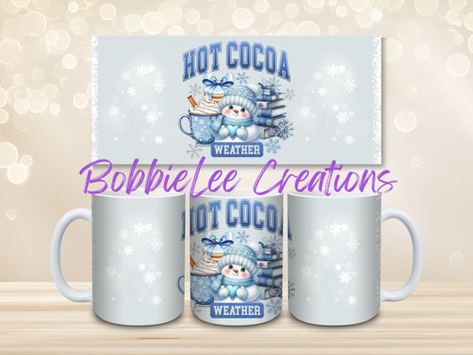 Coffee Mug-*BLC Custom Design-Hot Cocoa Weather Blue Snowman