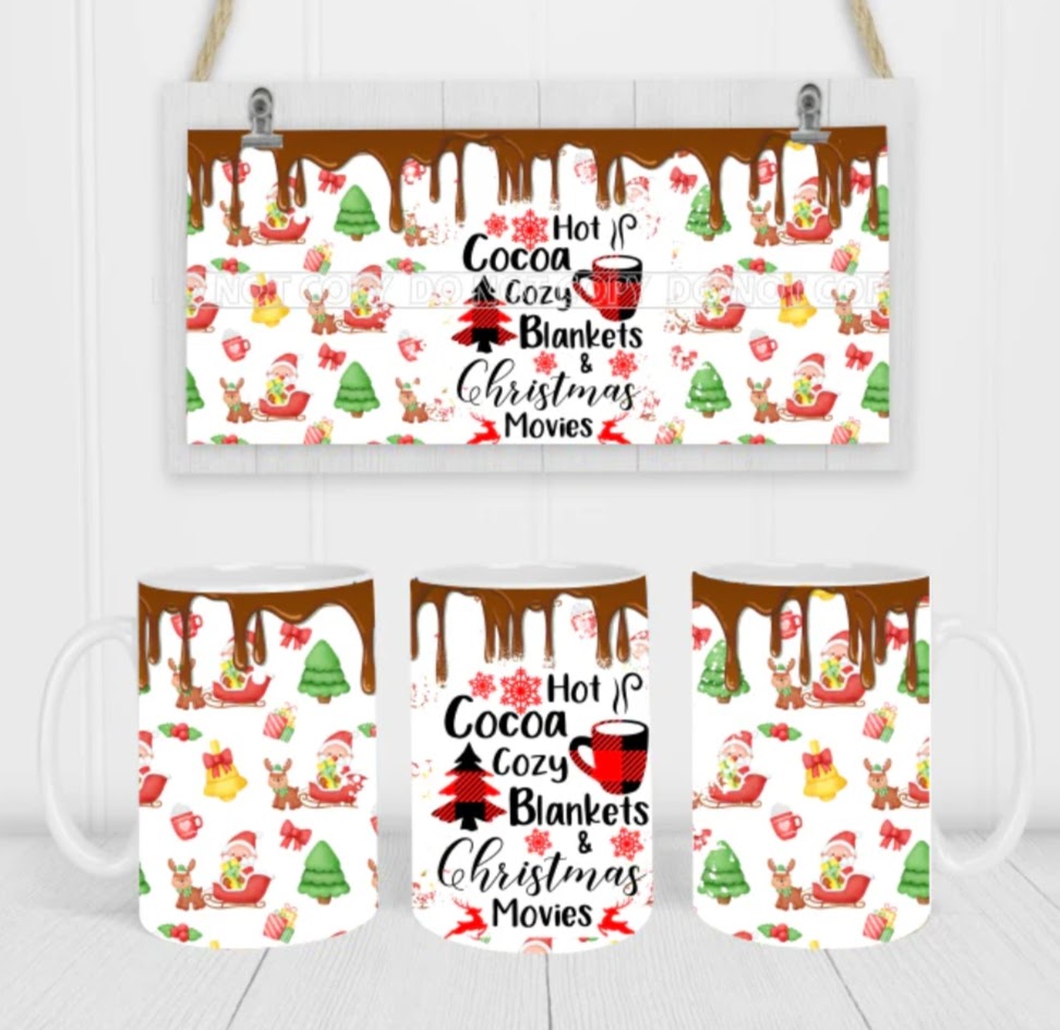 15oz Ceramic Mug-Hot Cocoa Cozy Blankets & Christmas Movies SF