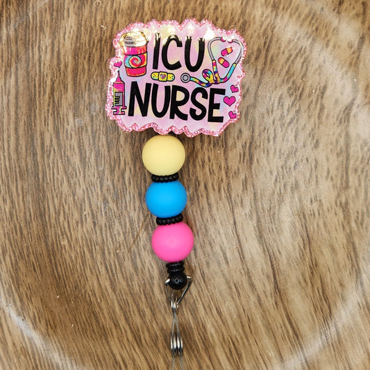 Badge Reel-ICU Nurse (Pink)