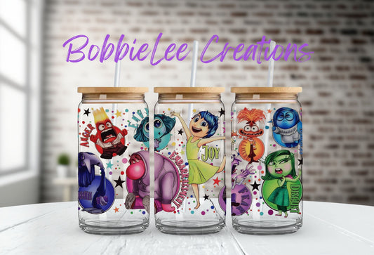 16oz Glass or Plastic Cup - Inside Out Emotions BL