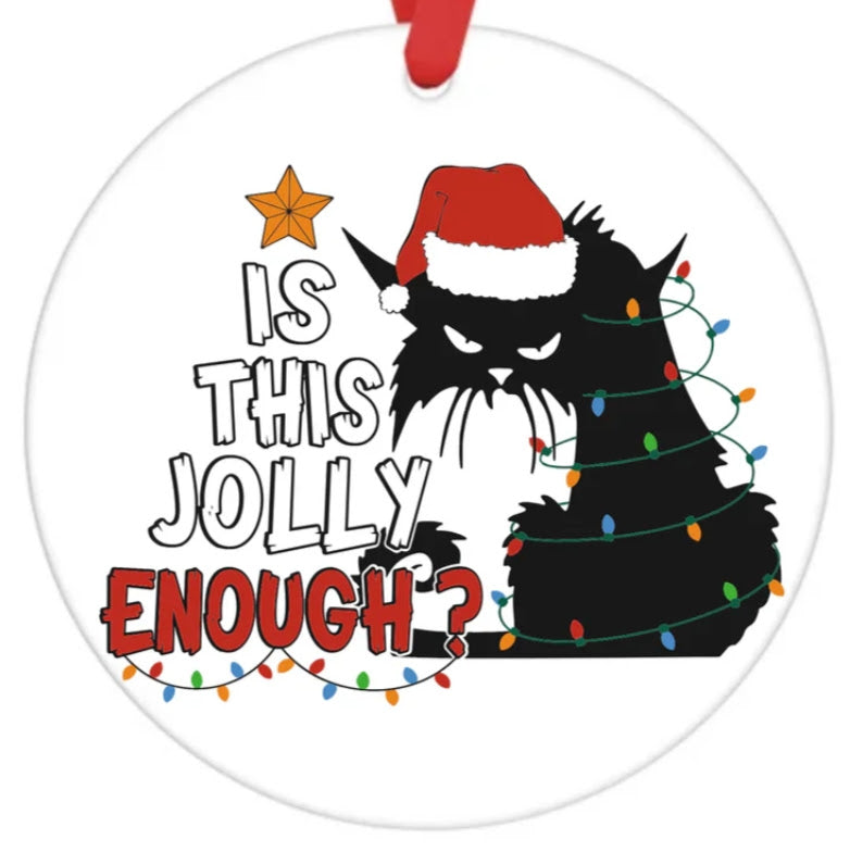 Acrylic Ornament-Is This Jolly Enough Cat SF