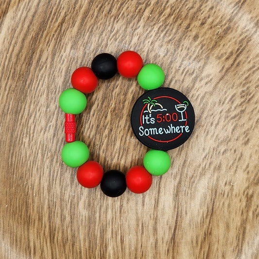 Cup Charm-It's 5 O'clock Somewhere (Red & Green)