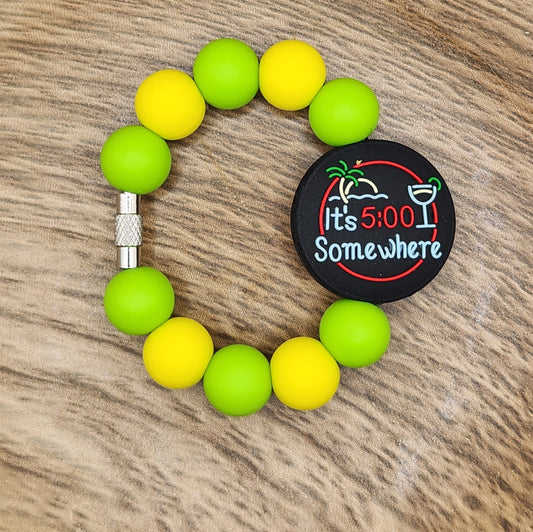 Cup Charm-It's 5 O'clock Somewhere (Yellow & Lime)