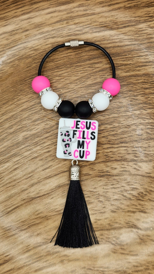 Bag Tag-Jesus Fills My Cup (Pink)