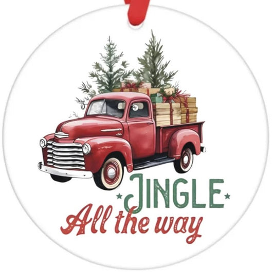 Acrylic Ornament-Jingle All the Way Truck SF