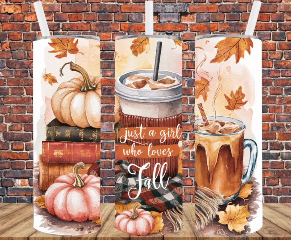 Stainless Steel Tumbler 20oz - Just a Girl Who Loves Fall SF