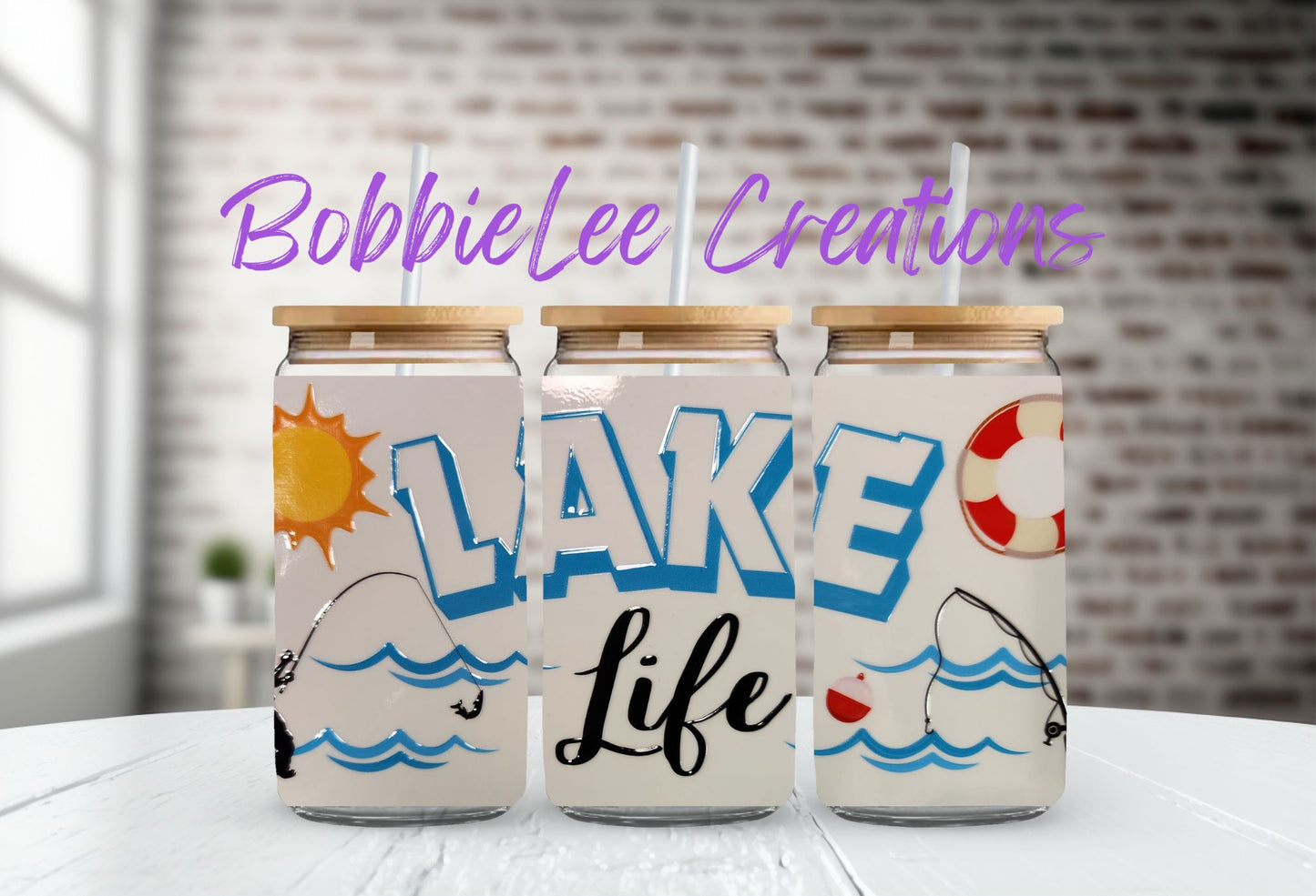 16oz Glass or Plastic Cup-Lake Life