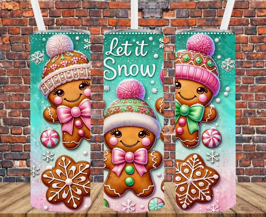 Stainless Steel Tumbler 20oz - Let It Snow Gingerbread Kids SF