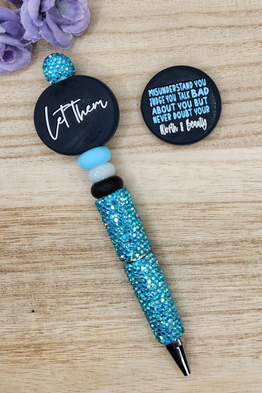Full Rhinestone Pen-Let Them (Blue)