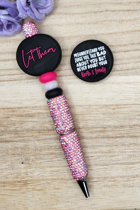 Full Rhinestone Pen-Let Them (Pink)