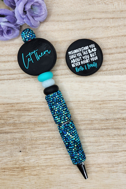 Full Rhinestone Pen-Let Them (Turquoise)