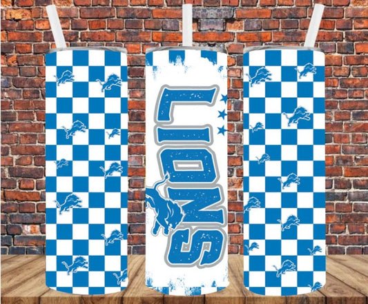 Stainless Steel Tumbler 20oz - Lions Checkerboard SF