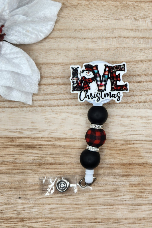 Badge Reel-Love Christmas Snowman