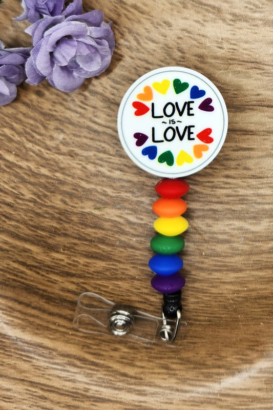 Badge Reel-Love is Love Rainbow Hearts