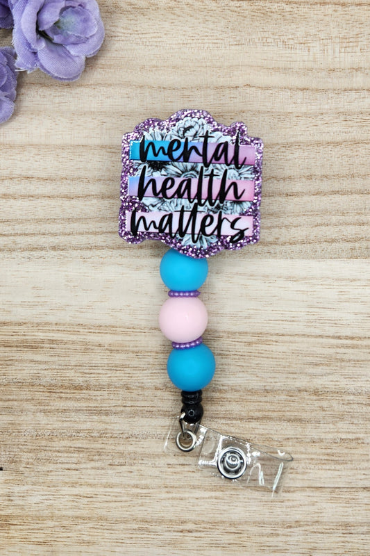 Badge Reel-Mental Health Matters (Purple Glitter) MP025