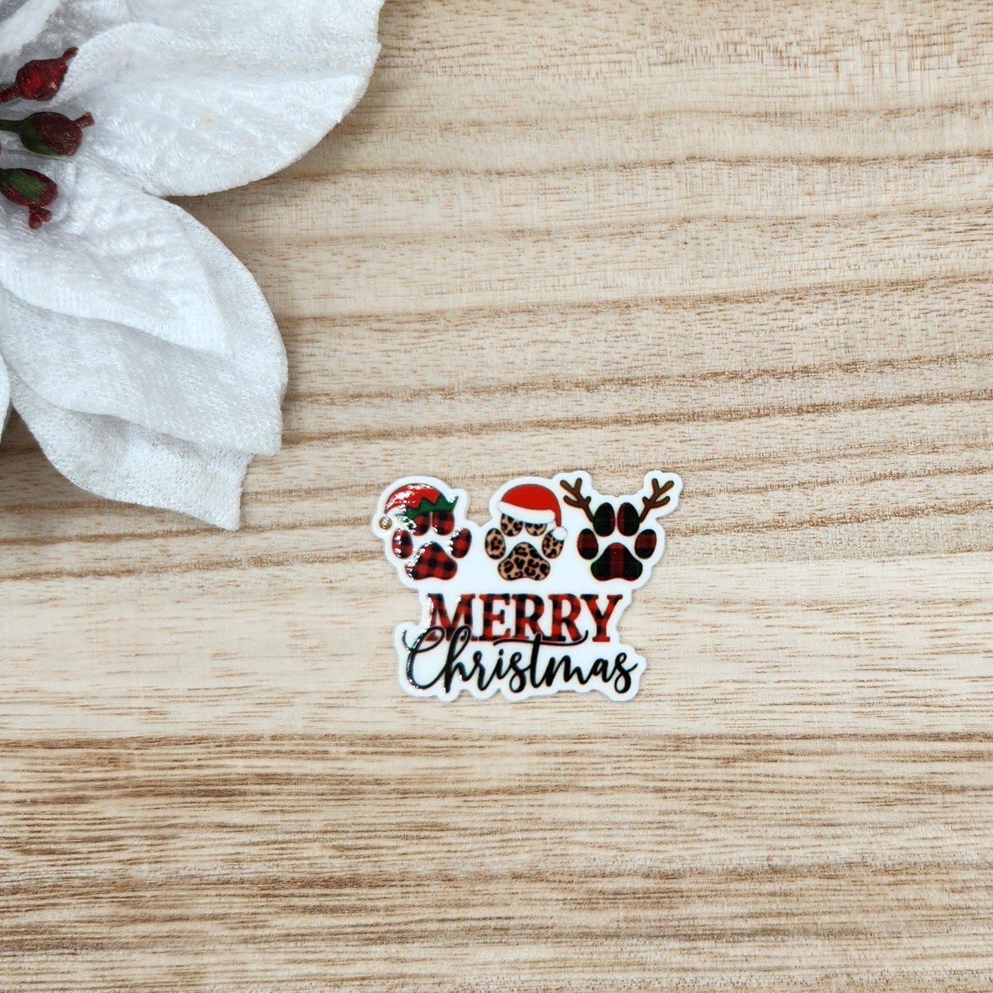 Flatback (Small)-Merry Christmas Pawprints CR