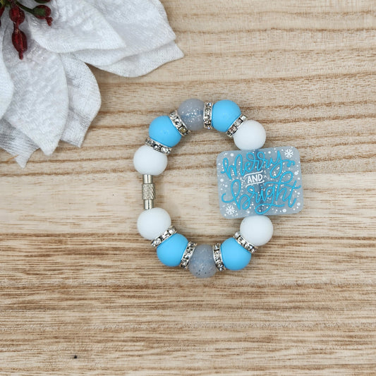 Cup Charm-Merry and Bright (Blue & Glitter)