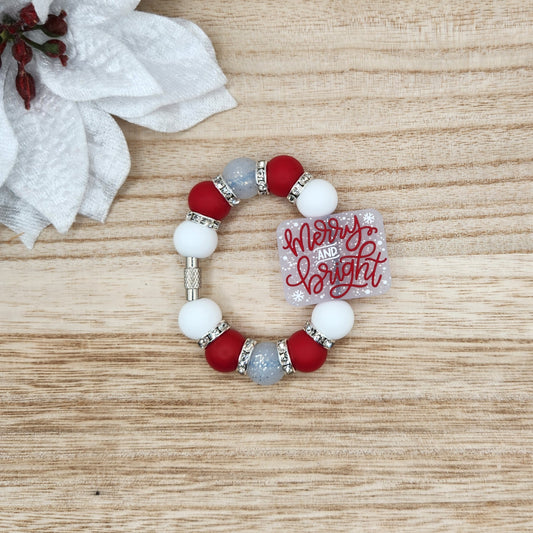 Cup Charm-Merry and Bright (Red & Glitter)