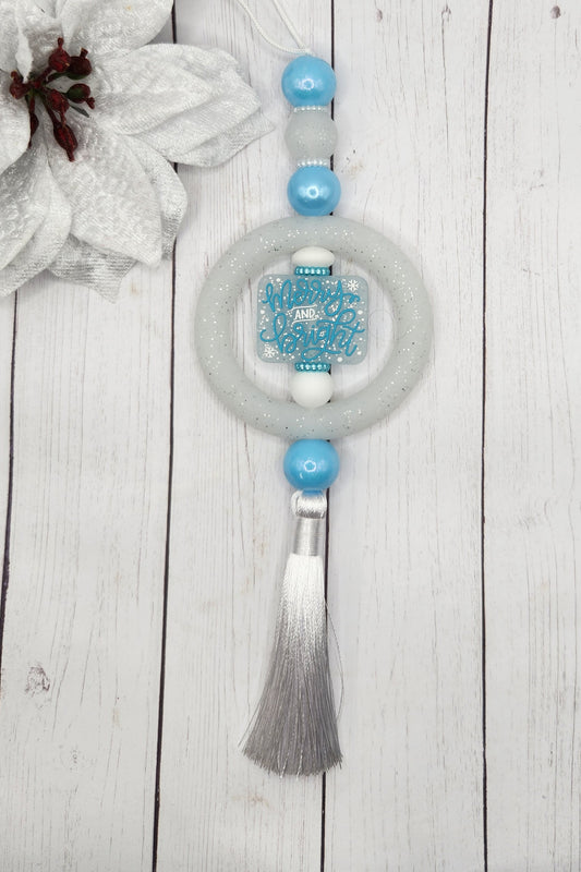 Car Charm-Merry & Bright Glitter (Blue)