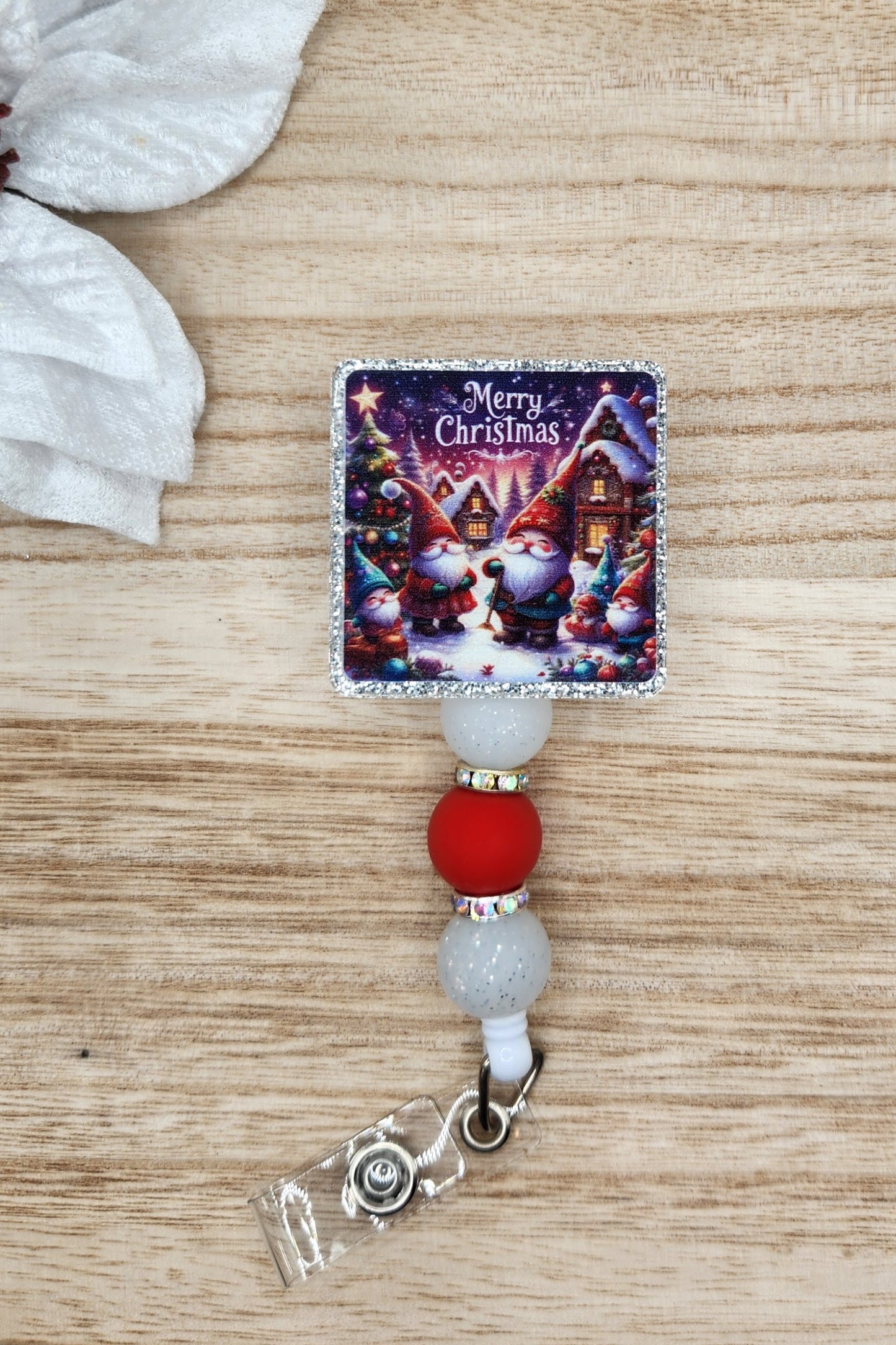 Badge Reel-Merry Christmas Gnomes Town