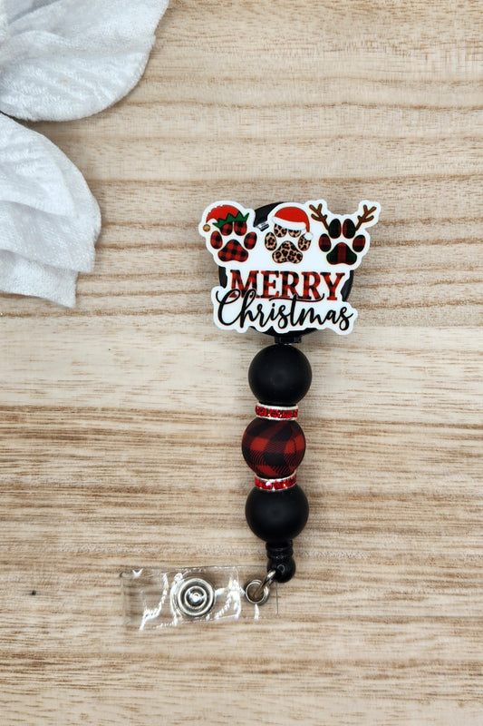 Badge Reel-Merry Christmas Paws