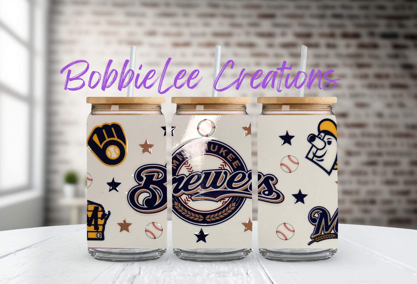 16oz Glass or Plastic Cup-Milwaukee Brewers