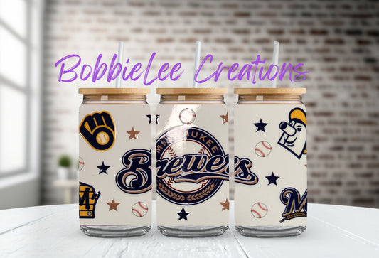 16oz Glass or Plastic Cup-Milwaukee Brewers